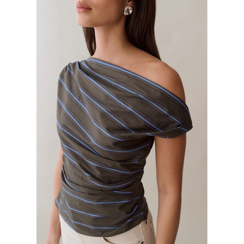 Few Moda Tashi Cotton Top in Earthy Stripe / Size 10 / Still in Manufacturer Bag